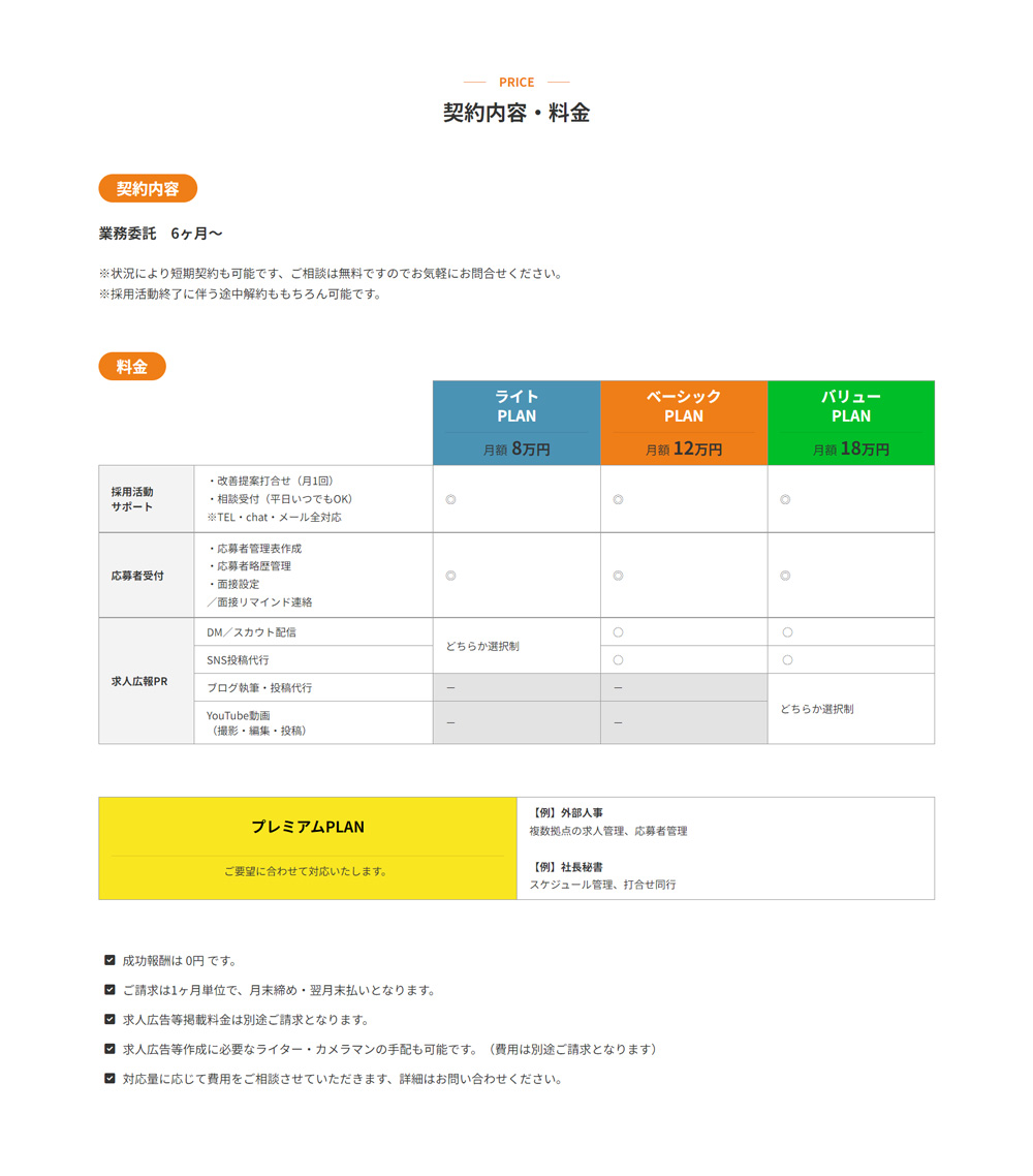 制作実績　事務代行会社様ホームページ　人事部門ページ